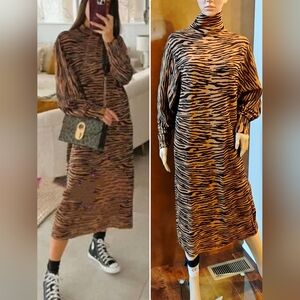 ❤️ LAST size S ❤️NWT ZARA laupe brown JACQUARD KNIT DRESS